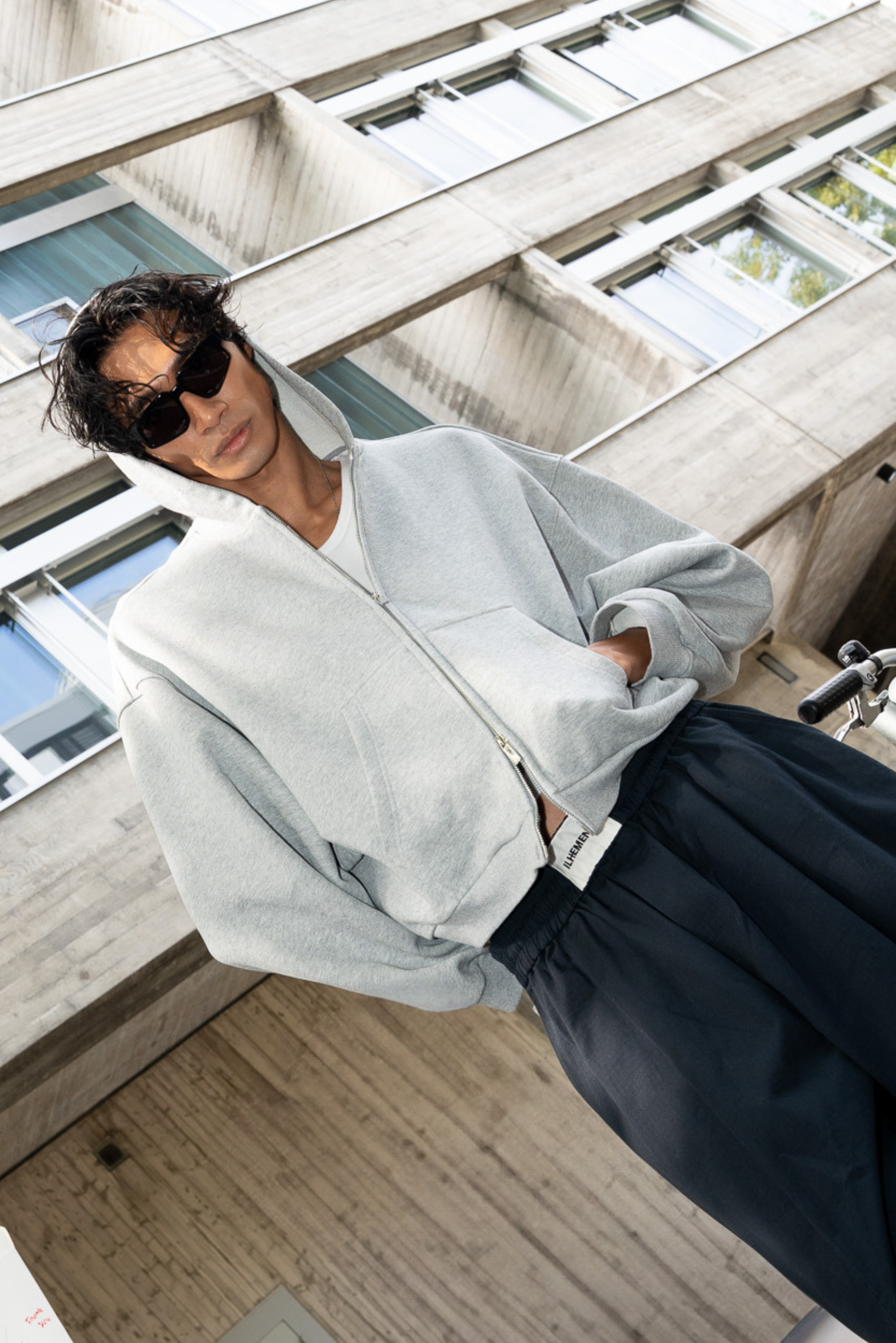 Boxy Zip Hoodie Grey