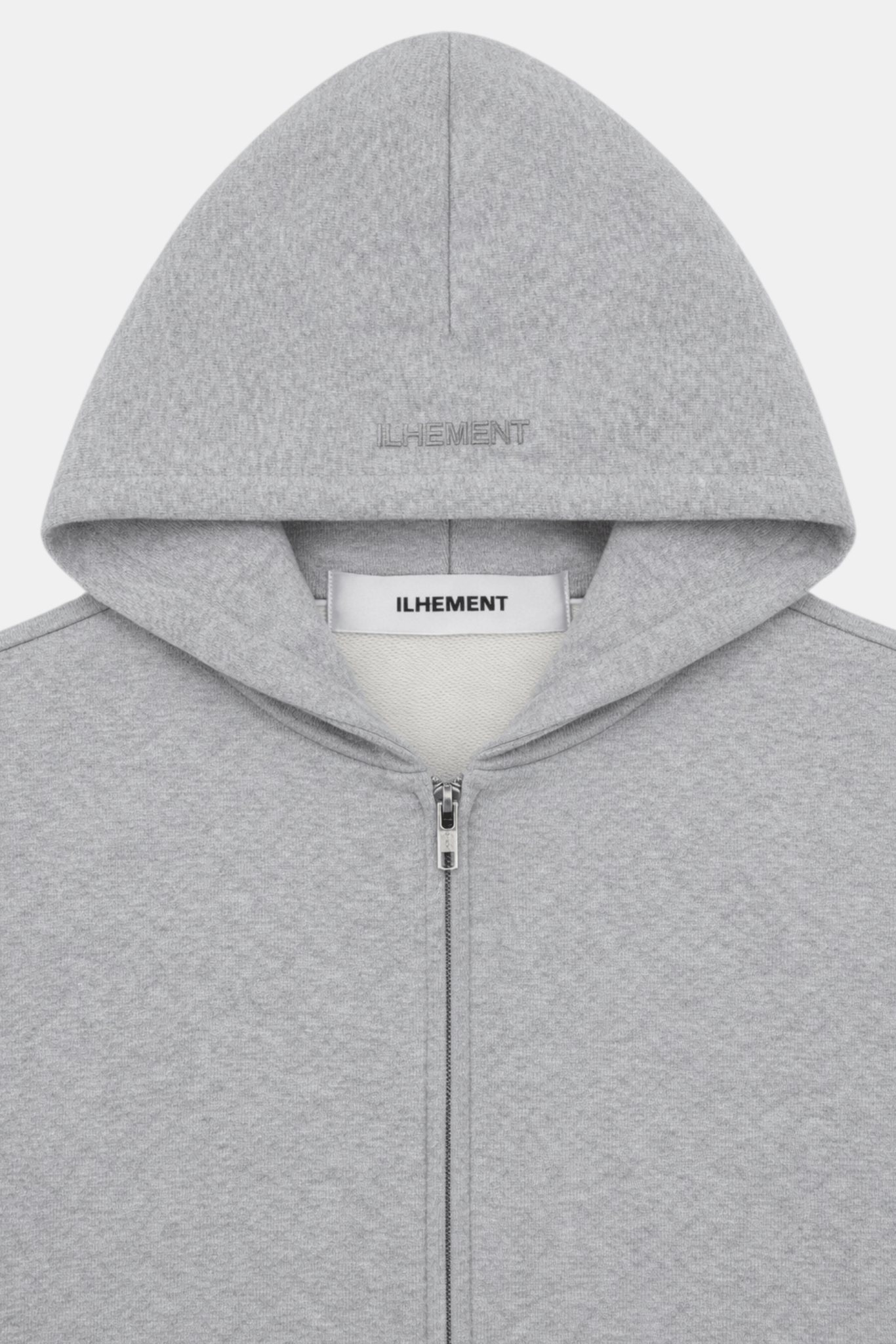 Boxy zip hoodie in heavyweight cotton with tonal wave stitch detail and YKK double zip closure