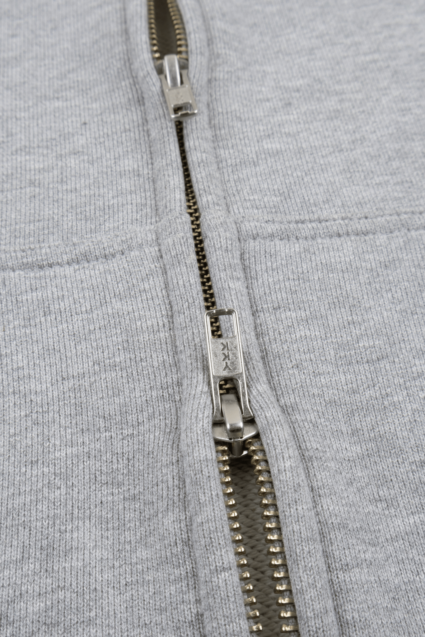 Boxy zip hoodie in heavyweight cotton with tonal wave stitch and double zipper