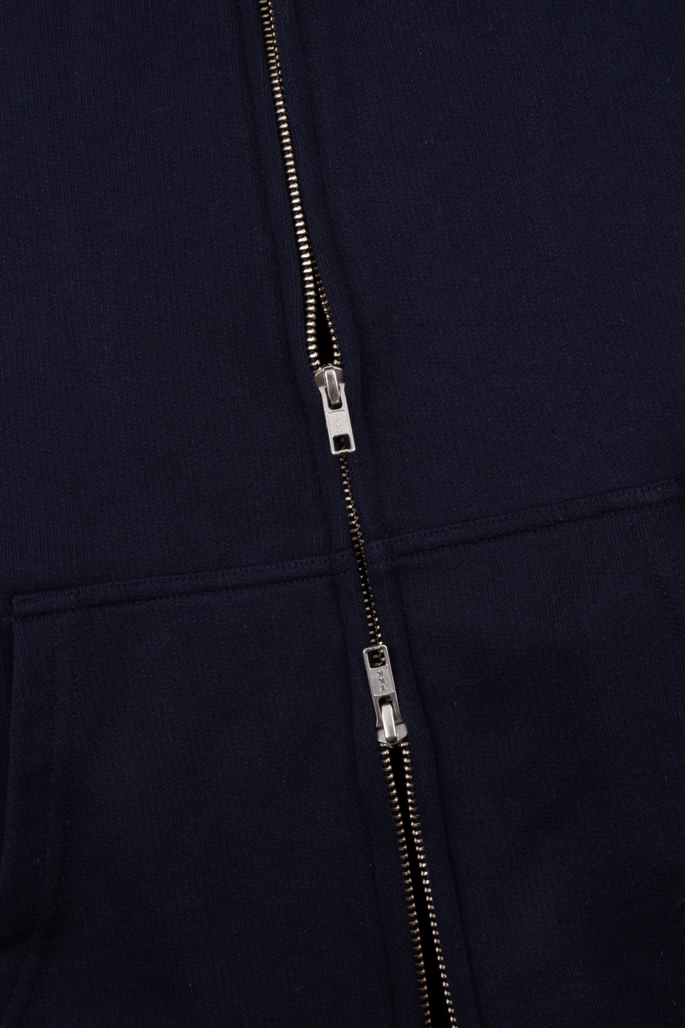 Boxy zip hoodie in heavyweight French Terry with tonal wave stitch and YKK double zip