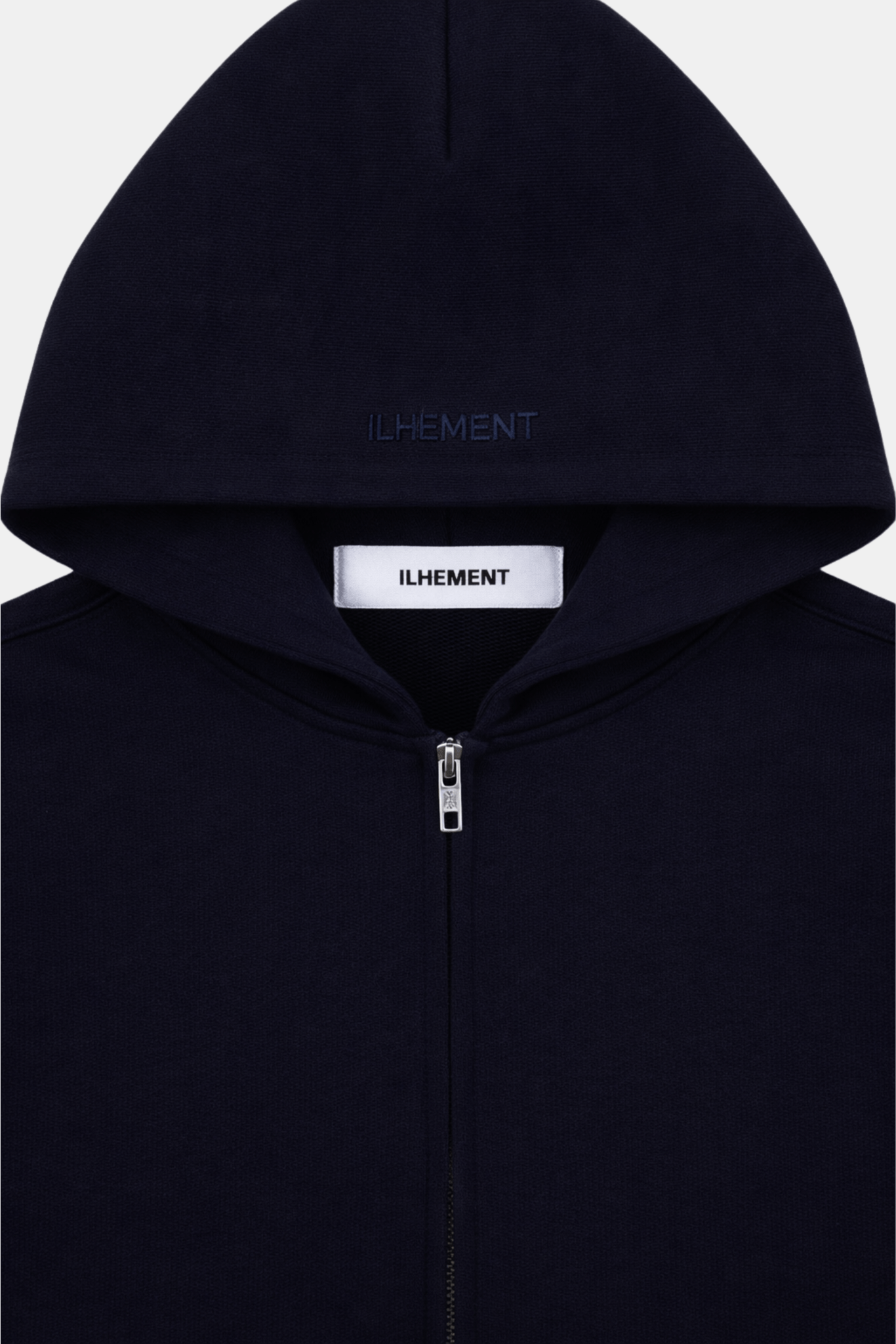 Boxy zip hoodie in heavyweight cotton with tonal wave stitch and YKK double zip